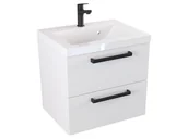 Szafki łazienkowe - Szafka Wisząca Z Umywalką ATH 50 cm - Biały Mat - Uchwyty Czarne Matowe - miniaturka - grafika 1