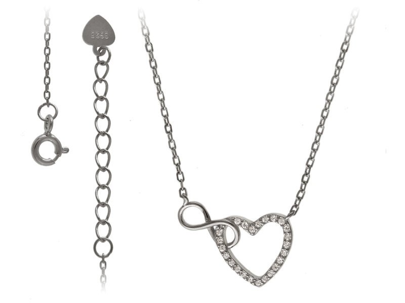 Naszyjnik srebrny nieskończoność i serce fn473