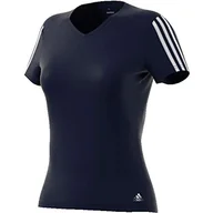 Koszulki i topy damskie - adidas Damska koszulka z krótkim rękawem z 3 paskami Legend Ink/White M - miniaturka - grafika 1