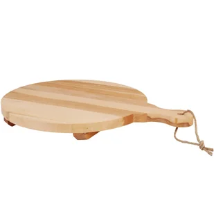 EH Excellent Houseware Drewniana deska do krojenia kuchenna okrągła z rączką i nóżkami B015Z3E1Z6 - Deski do krojenia - miniaturka - grafika 1
