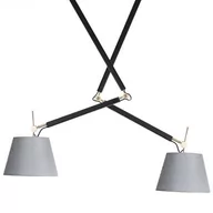 Lampy sufitowe - Abażurowa lampa wisząca Zyta do salonu czarna szara - miniaturka - grafika 1