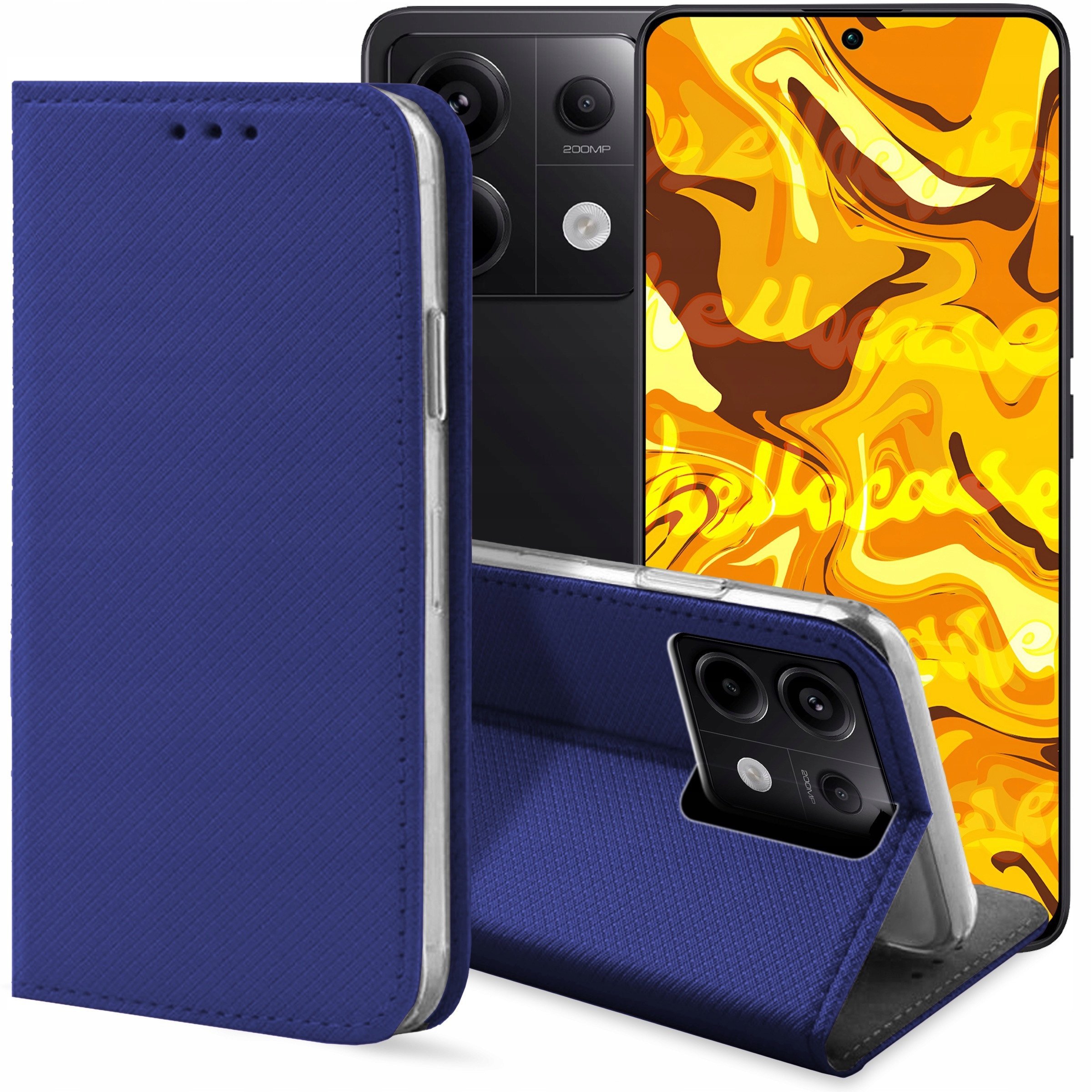 ETUI Z KLAPKĄ DO REDMI NOTE 13 PRO 5G / POCO X6 5G GRANATOWE ZAMYKANE CASE