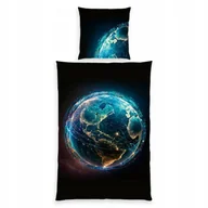 Pościel dla dzieci - Posciel 140x200 Kula ziemska czarna niebieska poszewka 70x90 H24 - miniaturka - grafika 1