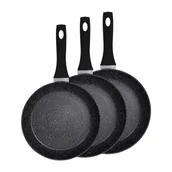 Zestawy garnków i patelni - Zestaw patelni MG Home Lukka, 3 elementy, czarne - miniaturka - grafika 1