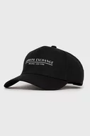 Czapki męskie - Armani Exchange czapka bawełniana kolor czarny z nadrukiem - miniaturka - grafika 1