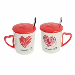 Dekoria Zestaw kubków Beautiful Love II z przykrywką 350ml 27×16,5×9,5cm 006-738 - Kubki - miniaturka - grafika 1