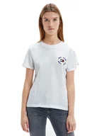 Koszulki i topy damskie - TOMMY HILFIGER KOSZULKA DAMSKA T-SHIRT TJW REGULAR FLORAL BADGE TEE WHITE DW0DW11283 YBR - Rozmiar: XXS - miniaturka - grafika 1