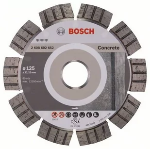 Bosch Diamentowa tarcza tnąca Best do betonu 125 x 22 23 x 2 2 x 12 mm 2608602652 Średnica 125 mm Średnica wewnętrzna 22.23 mm 1 szt - Tarcze do pił - miniaturka - grafika 1