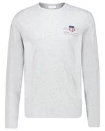 Koszulki męskie - GANT Męski T-Shirt Reg Medium Archive Shield Ls T, szary melanż, 5XL - miniaturka - grafika 1