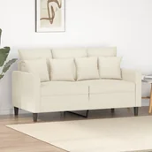 Sofy i kanapy - vidaXL Sofa 2-osobowa, kremowy, 120 cm, tapicerowana aksamitem - miniaturka - grafika 1