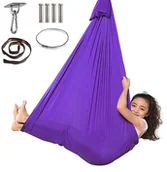 Place zabaw - HUŚTAWKA SENSORYCZNA TERAPEUTYCZNA DLA DZIECI HAMAK 280x150cm 100kg fioletowa - miniaturka - grafika 1