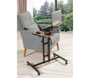 Stół regulowany GLEN 87x67 cm brąz/czarny - Stoły i stoliki do biura - miniaturka - grafika 1