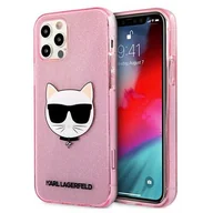 Etui i futerały do telefonów - Karl Lagerfeld Choupette Head Glitter - Etui iPhone 12 Pro Max (Pink) - miniaturka - grafika 1