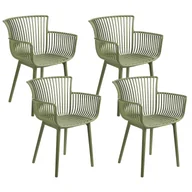 Fotele i krzesła ogrodowe - BELIANI Zestaw 4 krzeseł ogrodowych PESARO Zielony - miniaturka - grafika 1