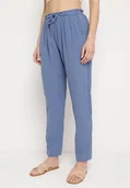 Spodnie damskie - Niebieskie Spodnie o Luźnym Kroju z Gumką w Pasie Brisaela - miniaturka - grafika 1