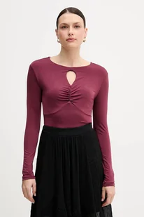 Sisley longsleeve kolor bordowy 35B8L107V - Bluzki damskie - miniaturka - grafika 1