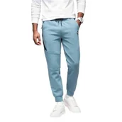 Spodnie sportowe męskie - Spodnie dresowe męskie ze ściągaczami błękitne Ombre OM-PASK-0226 V4 r. S - miniaturka - grafika 1