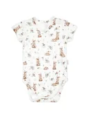 Body dla niemowląt - Niemowlęce body bawełniane na krótki rękaw w zajączki kremowe Nicol,r.68 - miniaturka - grafika 1