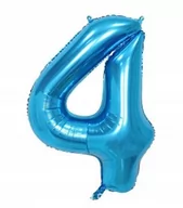 Balony i akcesoria - Balon Foliowy Na Hel CYFRA - 4 kolor NIEBIESKI - 80CM - miniaturka - grafika 1