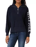 Swetry damskie - Tommy Hilfiger Damski sweter z zamkiem błyskawicznym 1/2, Desert Sky, XL, Pustynne niebo, XL - miniaturka - grafika 1