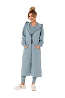 Bluzy damskie - Długa Rozpinana Bluza z Kapturem - Agawa - MOE - miniaturka - grafika 1