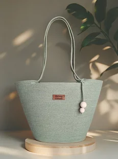 Torebka koszyk miejski ze sznurka rękodzieło na prezent TS02-b019 - Torebki damskie Torebka koszyk miejski ze sznurka rękodzieło na prezent TS02-b019 - Torebki damskie - miniaturka - grafika 1