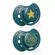 Smoczki uspokajające - LOVI Lovi Smoczek silikonowy dynamiczny 0-3m Stardust green 2szt - miniaturka - grafika 1