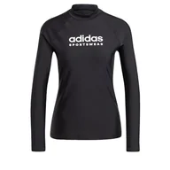 Koszulki i topy damskie - adidas Damska koszulka z długim rękawem Rashguard, M czarna, Czarny, M - miniaturka - grafika 1
