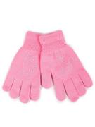Rękawiczki - Rękawiczki dziewczęce pięciopalczaste z jetami różowe z kotkiem 16 cm YOCLUB - miniaturka - grafika 1