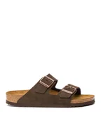 Klapki i japonki damskie - Birkenstock Klapki Arizona zamsz 0951313 Brązowy - miniaturka - grafika 1