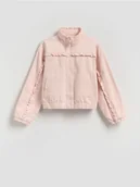 Kurtki i płaszcze dla dziewczynek - Reserved - Bawełniana kurtka bomberka - pastelowy róż - miniaturka - grafika 1