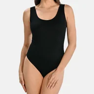 Bielizna nocna - Body Damskie Na Szerokich Ramiączkach Esme Czarne Teyli - miniaturka - grafika 1