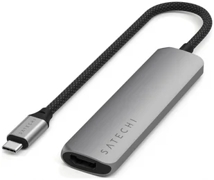 Satechi 4-w-1 USB-C Slim Multiport 4K USB-C USB-C, 4K HDMI, 2x USB-A szary ST-P4SM - Adaptery i przejściówki - miniaturka - grafika 1