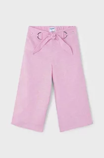 Spodnie i spodenki dla dziewczynek - Mayoral spodnie lniane dziecięce kolor fioletowy gładkie - grafika 1