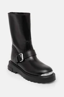 Love Moschino botki damskie kolor czarny na płaskim obcasie JA24134G1LIA0000 - Botki damskie - miniaturka - grafika 1