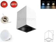 Żarówki LED - Lampa sufitowa BETA-SS Reflektor natynkowy Lampa natynkowa Ø100mm Reflektor natynkowy z GU10 5W Ciepła biała żarówka LED Kątowa biała/czarna - miniaturka - grafika 1
