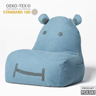 Pufa Siedzisko Hippo Soft - Niebieska - Krzesełka i taborety dla dzieci - miniaturka - grafika 1