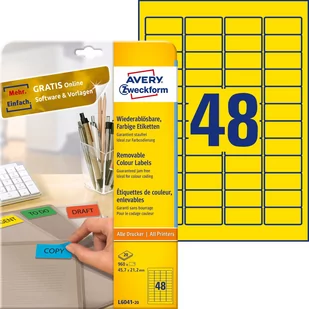 Zweckform Etykiety usuwalne kolorowe 45,7 x 21,2 mm, 960 etykiet, żółte ZW301-6 - Etykiety do drukarek - miniaturka - grafika 1