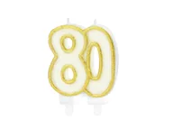 Urodziny dziecka - Świeczka na osiemdziesiątkę brokatowa złota - 8,5 cm - 1 szt. - miniaturka - grafika 1