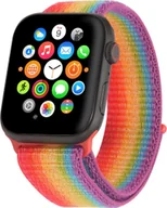 Akcesoria do smartwatchy - Nylonowy pasek do zegarka Apple Watch Series 7 z regulowaną elastyczną opaską sportową Rainbow 45 mm, odpowiedni do zegarka iWatch - miniaturka - grafika 1