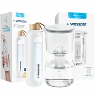 Dzbanki filtrujące - Wessper Dzbanek Szklany Aquaclassic Crystalline 2,5L + Butelka Szklana Activemax Crystalline Z Silikonowym Etui 1L W Kolorze Białym - miniaturka - grafika 1