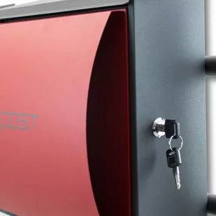 Skrzynka Wolnostojąca czerwona nowoczesna na stojaku otwierana POST - Skrzynki na listy - miniaturka - grafika 2