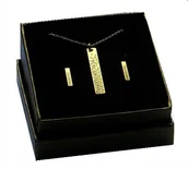 Zestawy biżuterii dla kobiet - Złoty Komplet CELEBRYTKA blaszka prostokąt srebro 925 - miniaturka - grafika 1