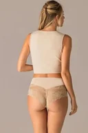 Majtki damskie - Figi damskie bawełniane bezszwowe z koronkowym tyłem i wysokim stanem beż Io Sono Io 5119 Sielei - miniaturka - grafika 1