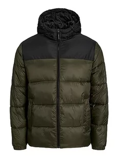 JACK & JONES Męska kurtka puchowa JJETOBY Puffer Hood SN, Rosin/Detail:Black Blocking, L, Rosin/Detail:black Blocking - Kurtki męskie - miniaturka - grafika 1