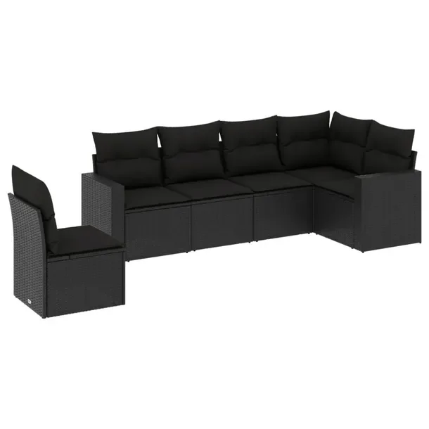 Modułowy zestaw wypoczynkowy z siedziskami i poduszkami, czarny, 65,5x62x6