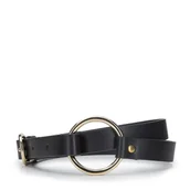 Paski - Damski pasek skórzany z podwójnym zapięciem - miniaturka - grafika 1