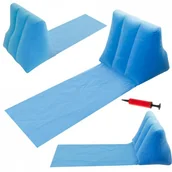 Materace dmuchane i koła do pływania - Mata plażowa leżak z oparciem dmuchany błękitny - miniaturka - grafika 1