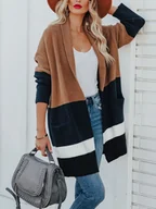 Swetry damskie - Milan Kiss Kardigan w kolorze jasnobrązowo-granatowym - miniaturka - grafika 1