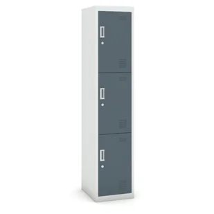 B2B Partner Szafka 3-drzwiowa, zamek cylindryczny, 1800 x 380 x 450 mm, szary/ciemnoszary CY-018 RAL7035/7031 - Szafki BHP - miniaturka - grafika 1